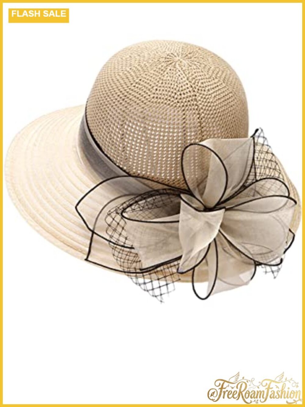 Women Organza Kentucky Derby Fascinator Hat Paper Straw Bucket Bowler Tea Party